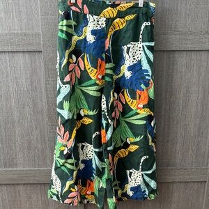 Christian Siriano Multicolor Linen Cropped Pants